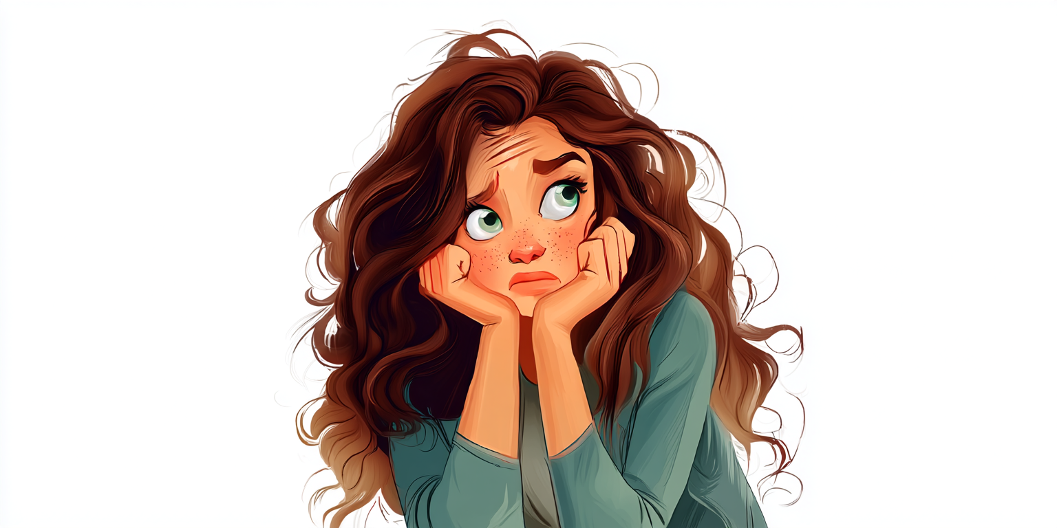 Worried girl illustration